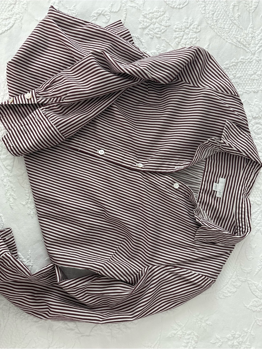J. Jill Striped Burgundy and White Women’s Button-Up Shirt